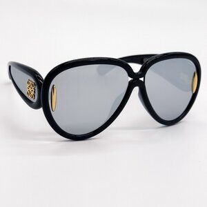 NEW LW40132I 01C, LOEWE UNISEX BLACK SILVER SUNGLASSES LOEWE